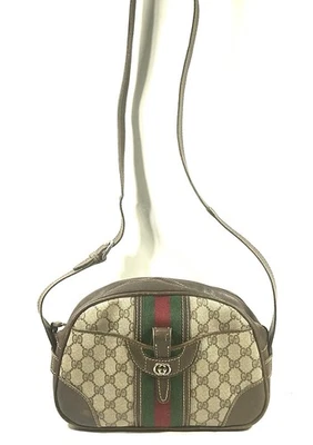 Bolso Bandolera Vintage GUCCI GG Monograma Marrón Rojo Verde Rayas *TAL CUAL Foto 1 de 4
