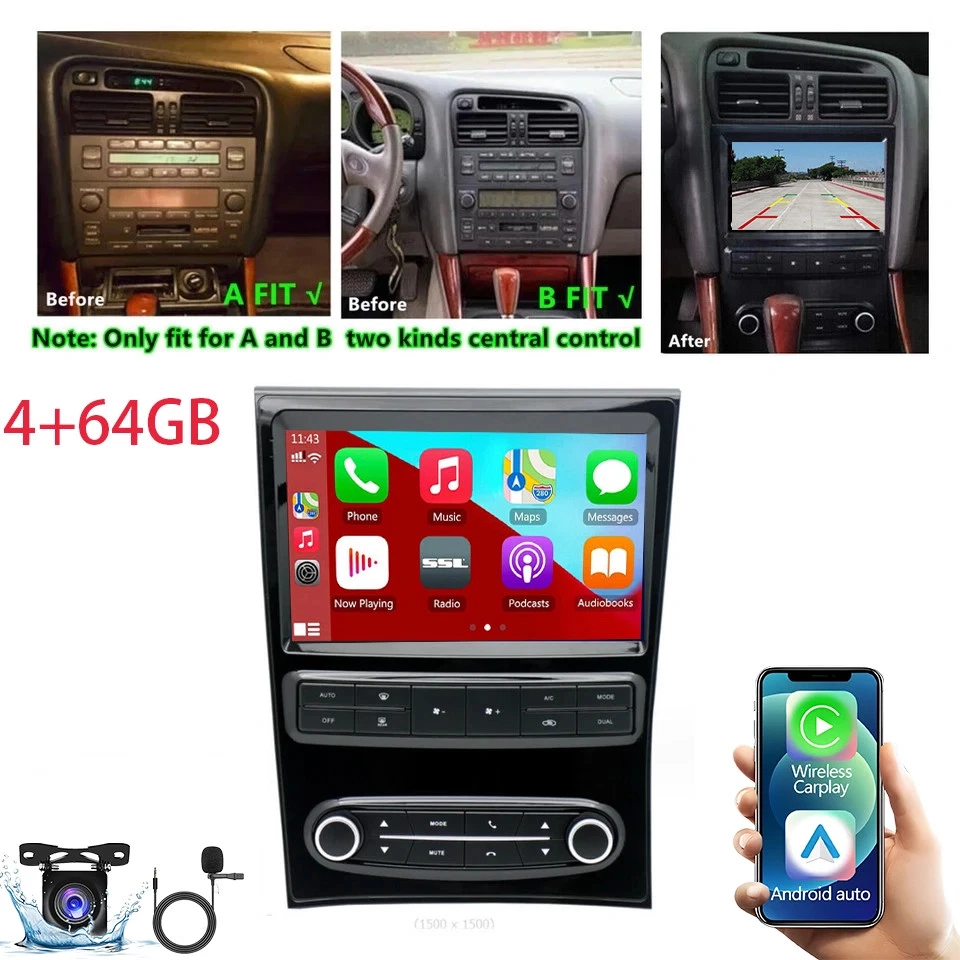4+64GB Android 15 Carplay Stereo Radio GPS For 1998-2005 Lexus GS300 GS400 GS430 Foto 1 de 4