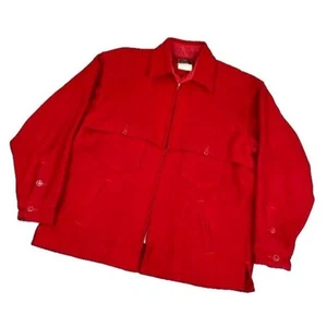 Johnson Woolen Mills Jacket Mens XL Double Cape Jac Shacket Zip Up Cruiser Red - Picture 1 of 11