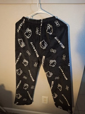Hello Kitty Womens Velour Pajama Pants Black Sz Xs Pre Owned - Image 1 of 2