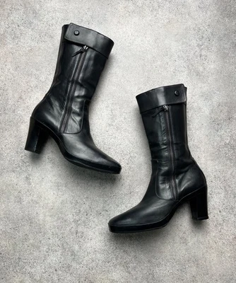 Botas balenciaga de couro com zíper duplo salto no tornozelo tamanho 37  - Imagem 1 de 4