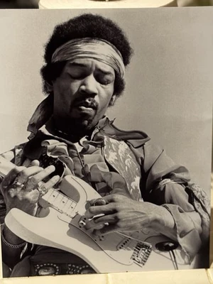 Jimi Hendrix Rock and Roll Celebrity Photo Print Black and White, 8x10 - Image 1 of 2