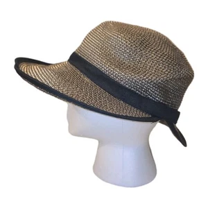 Callanan Hat Rolled Brim Woven Raffia Straw Sun Womens Abstact Brim OS Resort - Picture 1 of 13