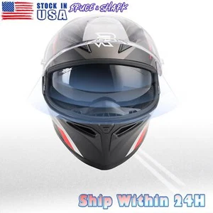 DOT Motorcycle Helmet Adult Street Full Face Red Black L U5 - Foto 1 di 15