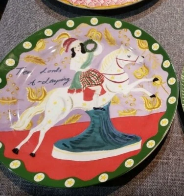EMILY MAUDE FOR ANTHROPOLOGIE NEW ANTHROPOLOGIE SALAD PLATE "TWELVE 12 DAYS OF CHRISTMAS" EMILY MAUDE