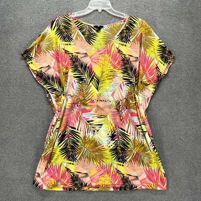 H&M Encubre Mujer Medio Rosa Amarillo Floral Tropical Transparente Cinturón Cuello en V Foto 1 de 4