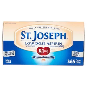St. Joseph Low Dose Aspirin Pain Reliever Enteric Coated Tablets 81 mg 365 Ct - Picture 1 of 7