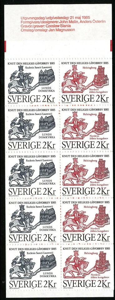 Sweden 1987 cpl booklet Canute the Holy. Engraver Slania MNH - Image 1 of 1