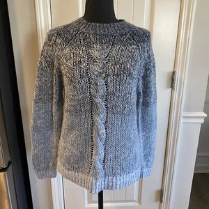 Lucky Brand Blue Mock Neck Cable Knit Sweater Women’s Medium - Picture 1 of 6