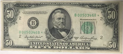 1950-A $50 Federal Reserve Note - Low Serial Number Star Note - New York P-441a - Image 1 of 2