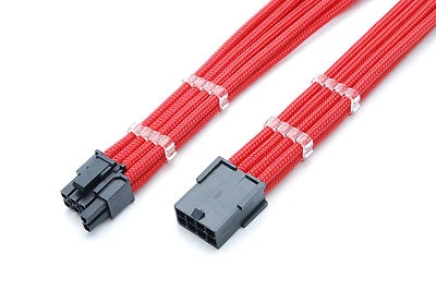 6+2 pin Pcie Red Hand Sleeved Extension Cable 45cm + 2 Free cable Combs Shakmods - Image 1 of 4