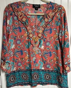 Feathers by Tolani Floral Paisley Print Boho Top Blouse Size XS - Picture 1 of 3