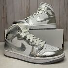 Nike Air Jordan 1 Mid SE Metallic Silver White Shoes FN5031-100 Women’s Size 8.5
