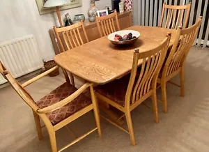 Ercol pre owned dining table chairs carver Windsor Penn light oak - Picture 1 of 10