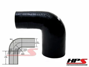 HPS 2.25" - 3" 57mm - 76mm 4-Ply Silicone 90 Degree Elbow Reducer Hose BLACK - Bild 1 von 1