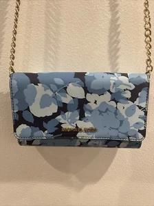 Michael Kors  Jet Set Travel Navy Blue Floral Crossbody 8" x 5" - Picture 1 of 12