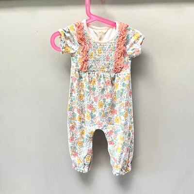 Matilda Jane Floral Romper Ruffle Trim Short Sleeve Snaps 12-18 Months - Image 1 of 4
