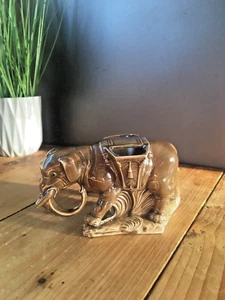 RARE UNUSUAL ANTIQUE AUSTRIAN PORCELAIN ELEPHANT FIGURINE SPILL VASE POSY HOLDER - Picture 1 of 8