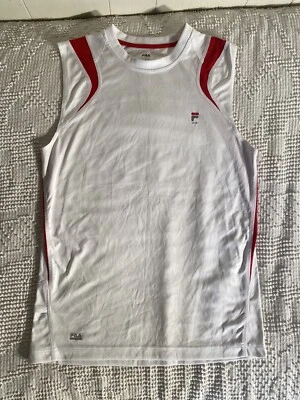 Camiseta sin mangas Fila Sport Performance para hombre pequeña blanca para correr atlética Foto 1 de 4