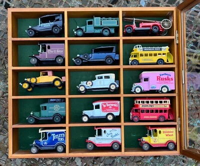 15 Vintage Lledo Days Gone Die-cast Models in Handmade  Wooden Display Case Xmas - Image 1 of 4