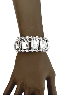 Pulsera Glamour Desfile Noche 1.1/8" Ancho Cristales Transparentes Estrás Foto 1 de 4