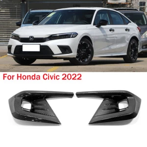 Carbon Fiber Front Grill Bumper Fog Lights Cover Lamp Frame Trim For Honda Civic - Bild 1 von 8