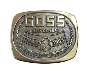 Fibbia Cintura Cintura Ottone Goss Vintage Jadco 100 Anni Stampa Rettangolare - Foto 1 di 3