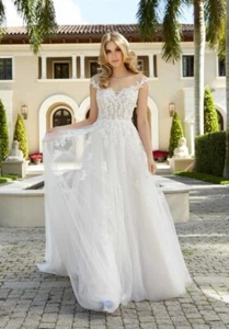 Vestido de novia Morilee, Fernanda 5985, talla 6, marfil, línea de cuello fuera del hombro - Imagen 1 de 15