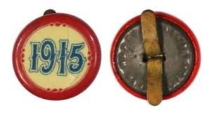 1915 Antique Celluloid Pinback Button • Copper Attachment Tabs • WWI Vintage - Picture 1 of 3