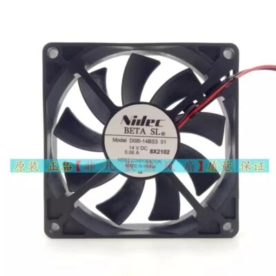 Nidec D081-14BS3 01  14V 0.06A 8015 2-Wire Silent Inverter Cooling Fan - Image 1 of 4