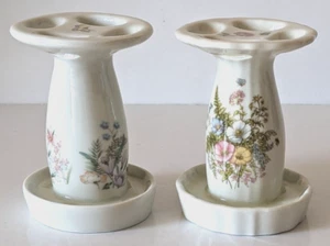 Lot Of 2 Shibata Japan Fern SF Toothbrush Holders Porcelain Stand Razor VTG 4*3" - Imagen 1 de 17