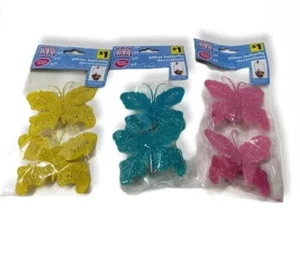 Butterfly Easter Crafts Gliter Foam Pink Yellow Green - Picture 1 of 2