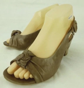 Hispanitas Wos Tacones con Cordones EU 37 US 7 Sandalias de Cuero Marrón Punta abierta 4984 - Imagen 1 de 7