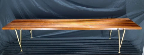 Iconic 72" Hugh Acton Long MCM Mid Century Slat Bench 72x18x14 1955 We Ship Cover