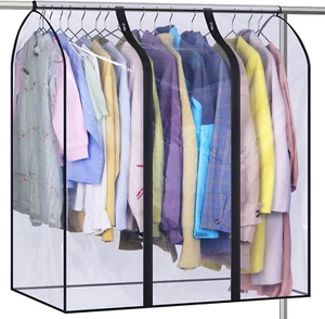 MISSLO 40" Hanging Garment Bags for Closet Storage Clear Garment Rack Cover Bott - Picture 1 of 12