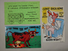 Lot: 3 Vintage Comic Postcards Cow Alcohol Strange Behavior Posted Usa
