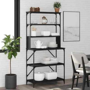 vidaXL Scaffale da Cucina 6 Ripiani Nero 90x40x180cm Legno Multistrato - Foto 1 di 10