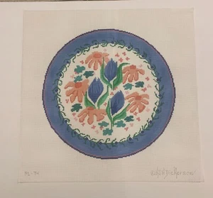 needlepoint canvas, Kate Dickerson, Round Flowers, 13ct, 13" - Picture 1 of 1