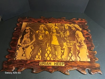 Póster de colección Uriah Heep 1973 lacado panel de madera grande RARO Foto 1 de 4