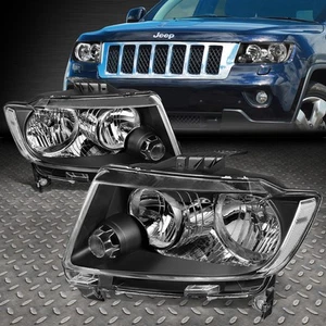 FOR 11-13 JEEP GRAND CHEROKEE BLACK HOUSING CLEAR CORNER HEADLIGHT HEAD LAMPS - Picture 1 of 8