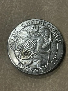 Antique Vintage Saint St. Christopher Medal , unusual Clip - Picture 1 of 3