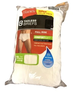 Hanes Herren weiß Baumwolle Slips ordentlich weiß 8 Stück 2018 ohne Etikett Größe 3XL (48-50) - Bild 1 von 7