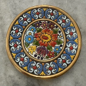 "Placa pintada a mano de colección Cearco PINTADO A MANO CON ESMALTES Y ORO DE LEY 24k 5""" - Imagen 1 de 6