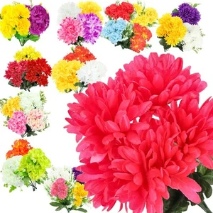 Kunstblumen Blumensträuße Kunstpflanzen Chrysanthemen für den Friedhof - Bild 1 von 34