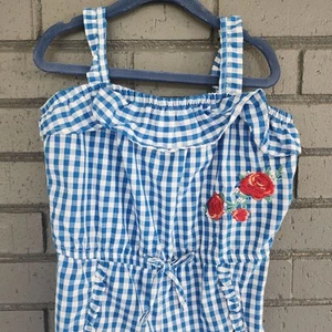 Chillipop Bubble Romper Shortall Overall Check Flower Pink 6x Shorts Blue white - Picture 1 of 5