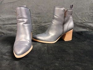 Serra Navy Blue Ankle Boots Womens Size 8 3inch Heel Zip Up - Picture 1 of 8