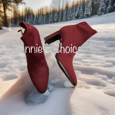 Botines ZARA para mujer estilo calcetín con atención (borgoña, EE. UU. 7,5, 8/EUR 38, 39) Foto 1 de 4