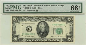 1950C $20 Federal Reserve Note Chicago  Fr# 2062-G PMG Gem66 EPQ - Picture 1 of 2
