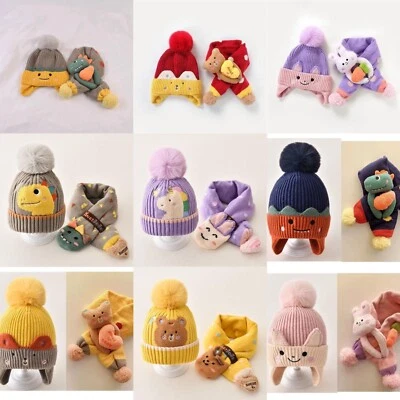 Niños Pequeños Bebés Niños Niñas Invierno Gorro Gorra Bufanda Conjunto (AUSADO EN STOCK) Foto 1 de 4