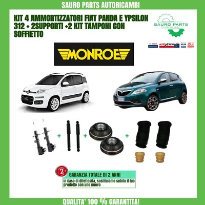 KIT 4 AMMORTIZZATORI FIAT NUOVA PANDA (312) YPSILON + SUPPORTI+SOFFIETTI+TAMPONI - Immagine 1 di 4